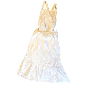 English Factory White Maxi‎ Dress Sleeveless Cutout Backless Ruffle